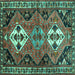 Square Machine Washable Persian Turquoise Traditional Area Rugs, wshtr346turq