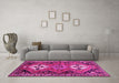 Machine Washable Persian Pink Traditional Rug in a Living Room, wshtr346pnk