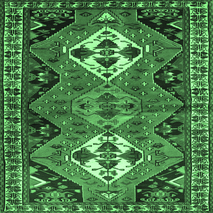 Square Machine Washable Persian Emerald Green Traditional Area Rugs, wshtr346emgrn