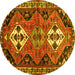 Round Persian Yellow Traditional Rug, tr346yw