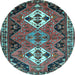 Round Persian Light Blue Traditional Rug, tr346lblu