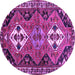 Round Persian Purple Traditional Rug, tr346pur