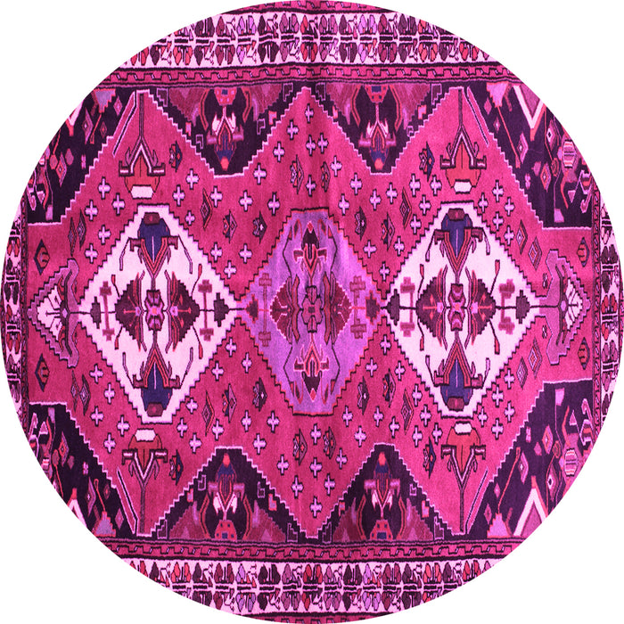 Round Machine Washable Persian Pink Traditional Rug, wshtr346pnk