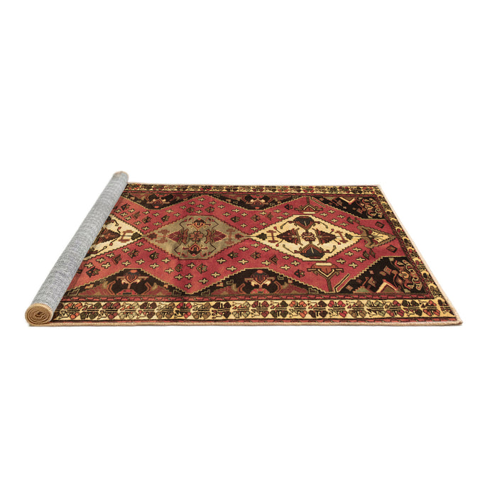 Sideview of Machine Washable Persian Brown Traditional Rug, wshtr346brn