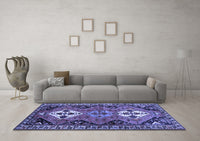 Machine Washable Persian Blue Traditional Rug, wshtr346blu