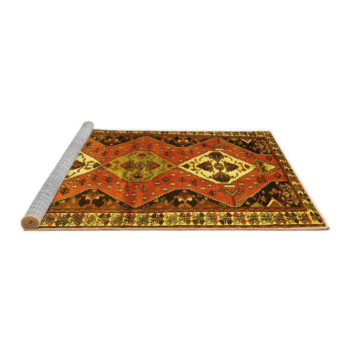 Sideview of Machine Washable Persian Yellow Traditional Rug, wshtr346yw