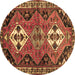 Round Machine Washable Persian Brown Traditional Rug, wshtr346brn