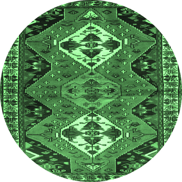 Round Machine Washable Persian Emerald Green Traditional Area Rugs, wshtr346emgrn