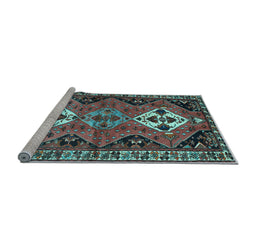 Sideview of Machine Washable Persian Light Blue Traditional Rug, wshtr346lblu