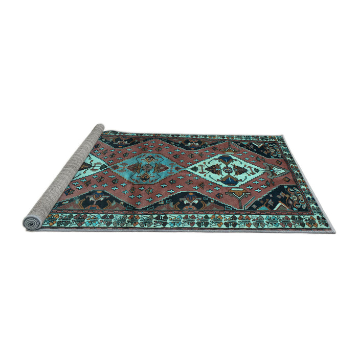 Sideview of Machine Washable Persian Light Blue Traditional Rug, wshtr346lblu