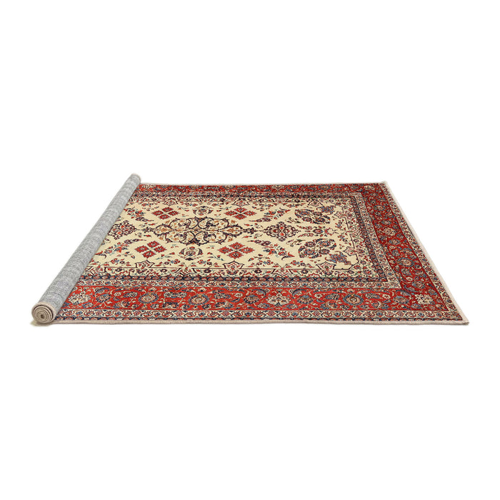Sideview of Machine Washable Traditional Brown Rug, wshtr3470