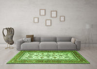 Machine Washable Persian Green Traditional Rug, wshtr3470grn