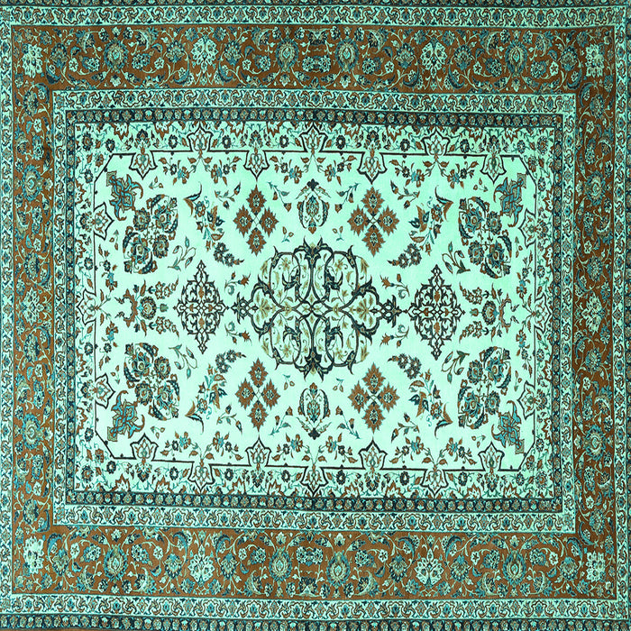 Square Machine Washable Persian Turquoise Traditional Area Rugs, wshtr3470turq