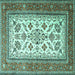 Square Machine Washable Persian Turquoise Traditional Area Rugs, wshtr3470turq