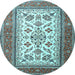 Round Machine Washable Persian Light Blue Traditional Rug, wshtr3470lblu