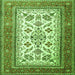 Round Machine Washable Persian Green Traditional Area Rugs, wshtr3470grn