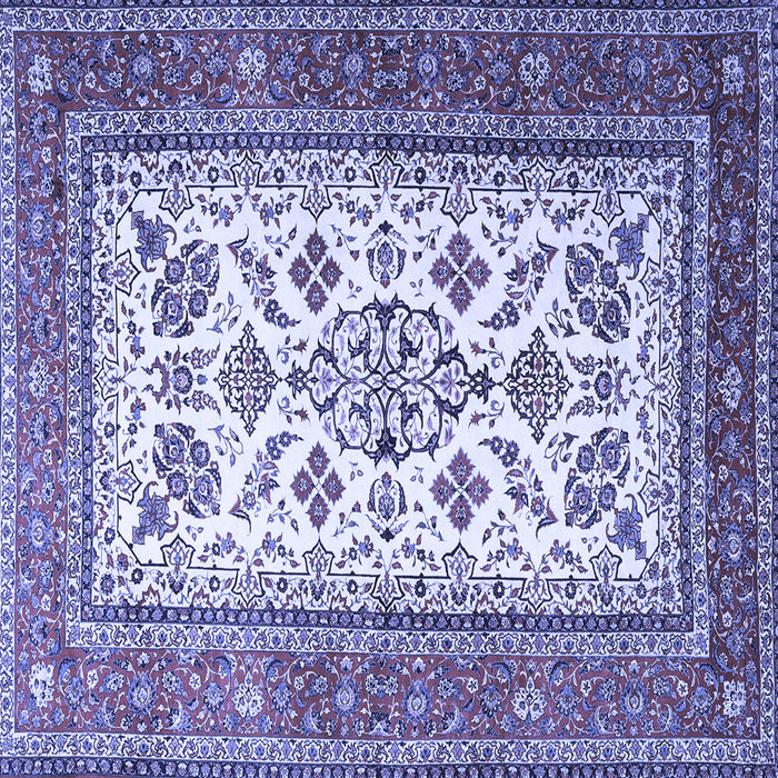 Square Machine Washable Persian Blue Traditional Rug, wshtr3470blu