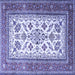 Square Machine Washable Persian Blue Traditional Rug, wshtr3470blu