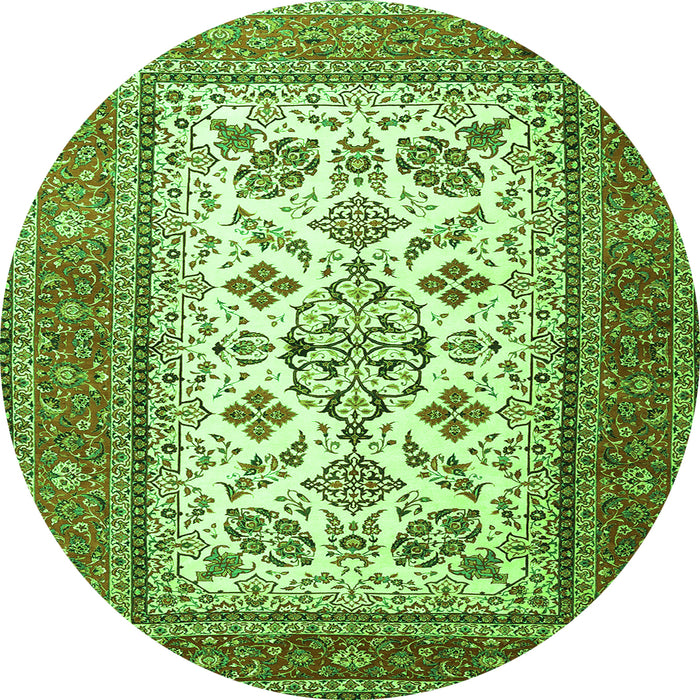 Square Persian Green Traditional Rug, tr3470grn
