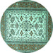 Round Persian Turquoise Traditional Rug, tr3470turq