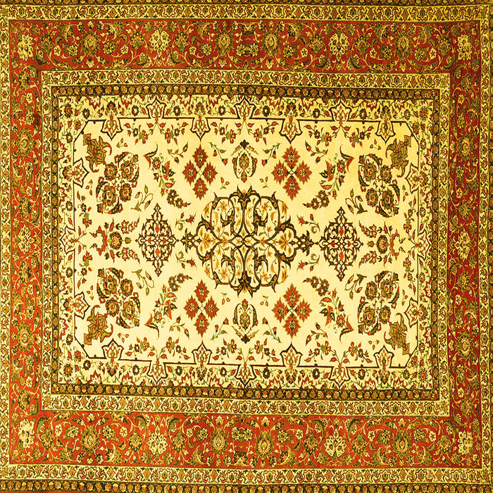 Square Persian Yellow Traditional Rug, tr3470yw