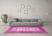 Machine Washable Persian Pink Traditional Rug in a Living Room, wshtr3470pnk