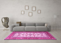 Machine Washable Persian Pink Traditional Rug, wshtr3470pnk