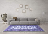 Machine Washable Persian Blue Traditional Rug, wshtr3470blu