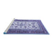 Sideview of Machine Washable Persian Blue Traditional Rug, wshtr3470blu