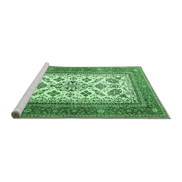 Sideview of Machine Washable Persian Emerald Green Traditional Area Rugs, wshtr3470emgrn