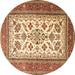 Round Machine Washable Persian Brown Traditional Rug, wshtr3470brn