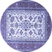 Round Machine Washable Persian Blue Traditional Rug, wshtr3470blu