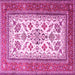 Square Machine Washable Persian Pink Traditional Rug, wshtr3470pnk