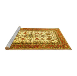 Sideview of Machine Washable Persian Yellow Traditional Rug, wshtr3470yw