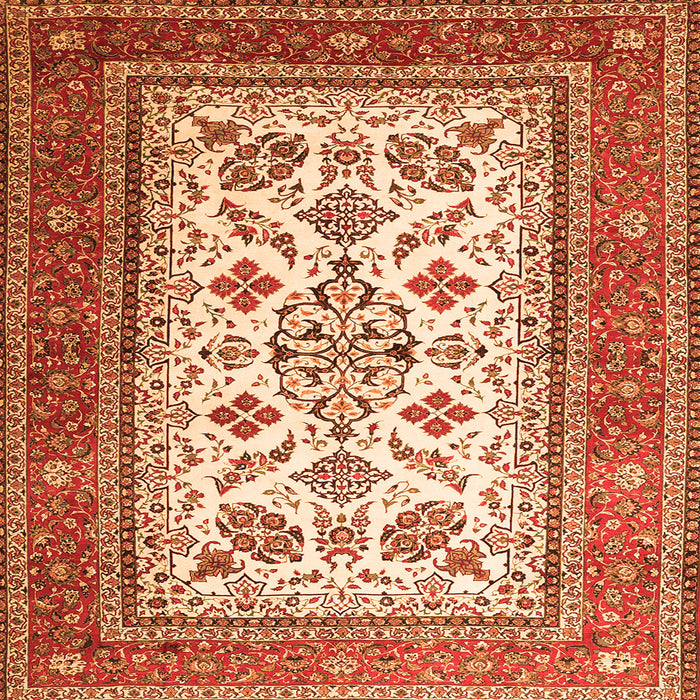 Round Machine Washable Persian Orange Traditional Area Rugs, wshtr3470org