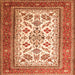 Round Machine Washable Persian Orange Traditional Area Rugs, wshtr3470org