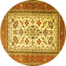 Round Persian Yellow Traditional Rug, tr3470yw