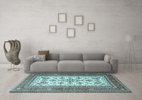 Machine Washable Persian Light Blue Traditional Rug, wshtr3470lblu