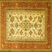 Square Machine Washable Persian Yellow Traditional Rug, wshtr3470yw