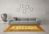 Machine Washable Persian Yellow Traditional Rug, wshtr3470yw