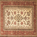 Square Machine Washable Persian Brown Traditional Rug, wshtr3470brn