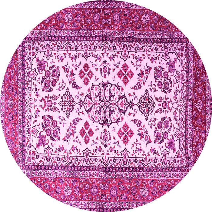 Round Machine Washable Persian Pink Traditional Rug, wshtr3470pnk