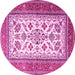 Round Machine Washable Persian Pink Traditional Rug, wshtr3470pnk