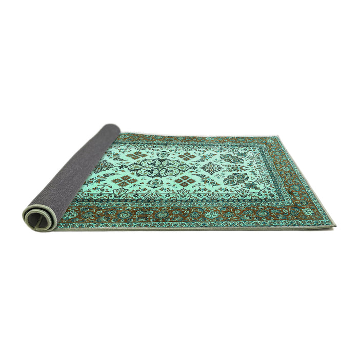Sideview of Persian Turquoise Traditional Rug, tr3470turq