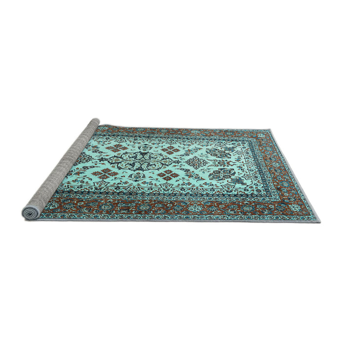 Sideview of Machine Washable Persian Light Blue Traditional Rug, wshtr3470lblu