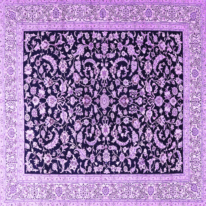 Square Machine Washable Persian Purple Traditional Area Rugs, wshtr3471pur