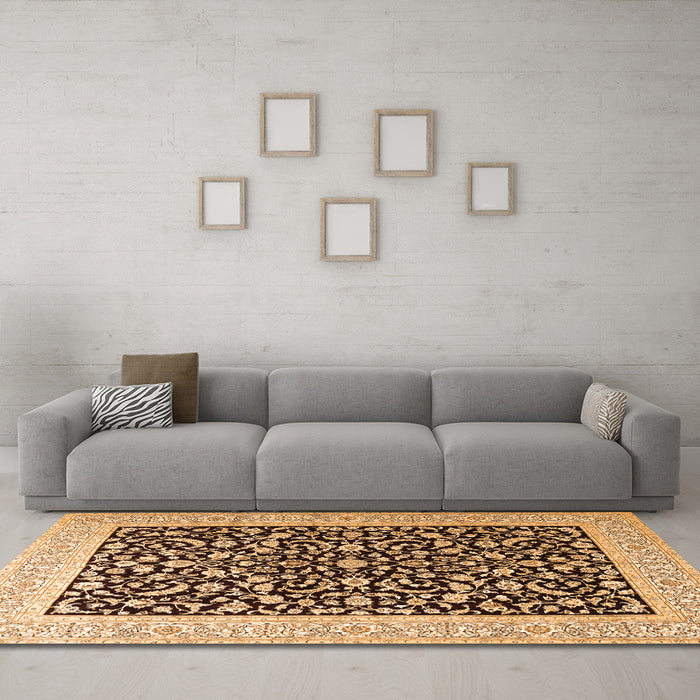 Machine Washable Persian Orange Traditional Area Rugs in a Living Room, wshtr3471org