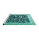 Sideview of Machine Washable Persian Turquoise Traditional Area Rugs, wshtr3471turq