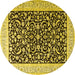 Round Machine Washable Persian Yellow Traditional Rug, wshtr3471yw