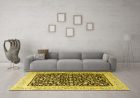 Machine Washable Persian Yellow Traditional Rug, wshtr3471yw